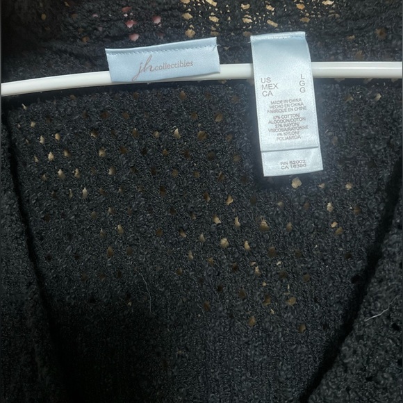 JH Collectibles Vintage Women's Black Crotchet Knit Cardigan, Size L - Picture 4 of 10